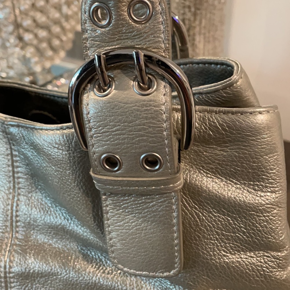 Tignanello Silver Pebble Leather Satchel - Picture 14 of 14